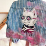 custom kurtka jeansowa portret kota